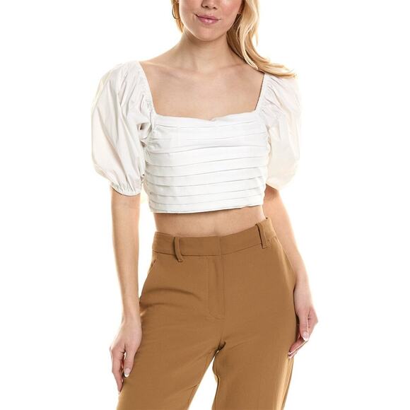 Ramy Brook Tops - Ramy Brook Parker Top Low Back Bow Puff Sleeve Ivory- S